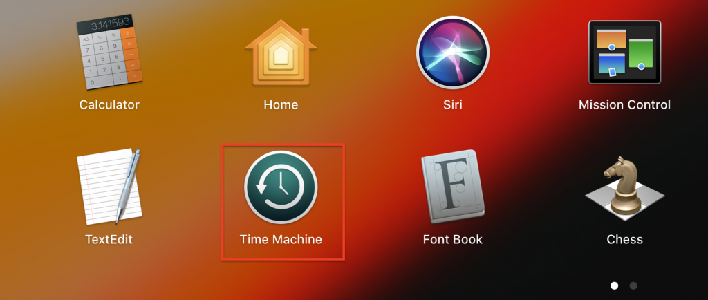 Access Time Machine from Launchpad