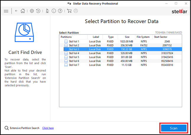 Select Partiton